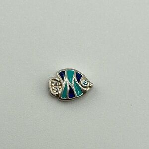 Pandora s925 ale enamel charm locket blue fish with blue eyes